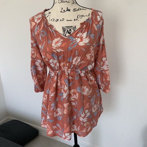 Isabel Motherhood Maternity Orange Floral Blouse Size S - Picture 1 of 5